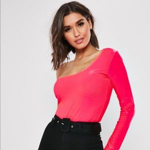 Neon Pink One Shoulder Bodysuit
